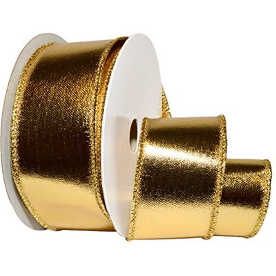 Morex Laméband mit Draht, 3,8 cm x 9,1 m, goldfarben Morex Laméband mit Draht, 3,8 cm x 9,1 m, goldfarben