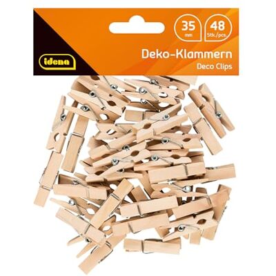Idena Mini Wäscheklammern Holz, 48 Stück, ca. 3,5 cm lang, zum Basteln, Dekorieren und Verzieren Idena Mini Wäscheklammern Holz, 48 Stück, ca. 3,5 cm lang, zum Basteln, Dekorieren und Verzieren