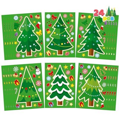 JOYIN 24 Stück Weihnachtsbaumaufkleber, Machen Sie Ihre eigenen Weihnachtsbaum-Strumpffüller, Weihnachtsparty-Geschenke für Kinder, Weihnachtsparty-Zubehör, Geschenke, Klassenzimmer-Spiele JOYIN 24 Stück Weihnachtsbaumaufkleber, Machen Sie Ihre eigenen Weihnachtsbaum-Strumpffüller, Weihnachtsparty-Geschenke für Kinder, Weihnachtsparty-Zubehör, Geschenke, Klassenzimmer-Spiele