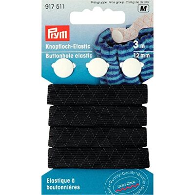 Prym Knopflochgummi mit 3 Knöpfen 12mm schwarz Prym Knopflochgummi mit 3 Knöpfen 12mm schwarz