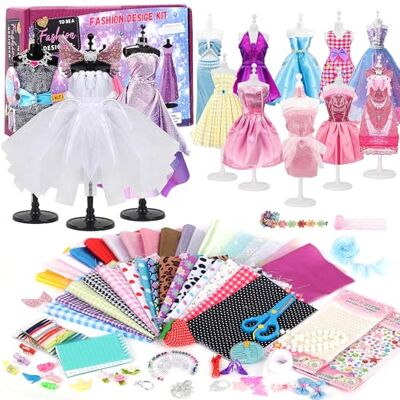 YOCOLE 1000+ Modedesign Bastelset Kinder, Fashion Design Basteln Nähset Set mit 5 Mannequins, DIY-Art-Kit mit Sketchbook Stoffschere Mannequin, Kunsthandwerk für Mädchen 8 9 10 11 12 Jahre YOCOLE 1000+ Modedesign Bastelset Kinder, Fashion Design Basteln Nähset Set mit 5 Mannequins, DIY-Art-Kit mit Sketchbook Stoffschere Mannequin, Kunsthandwerk für Mädchen 8 9 10 11 12 Jahre