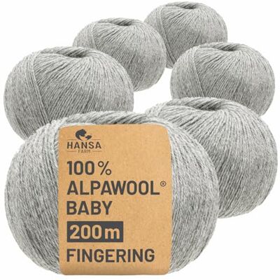 Hansa 100% Baby Alpakawolle in 50+ Farben (kratzfrei) 300g Set (6 x 50g) weiche Alpaka Wolle zum Stricken & Häkeln in 6 Garnstärken by Hellgrau (Grau) Hansa 100% Baby Alpakawolle in 50+ Farben (kratzfrei) 300g Set (6 x 50g) weiche Alpaka Wolle zum Stricken & Häkeln in 6 Garnstärken by Hellgrau (Grau)