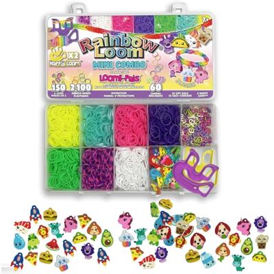 BANDAI Rainbow Loom Mini Combo Set Loomi Pals – Armbandherstellung Set Kreatives Hobby Enthält 2100 Gummibänder und 60 Tiercharms Patentiertes Kit Spielzeug für Kinder ab 7 Jahren CD0093 BANDAI Rainbow Loom Mini Combo Set Loomi Pals – Armbandherstellung Set Kreatives Hobby Enthält 2100 Gummibänder und 60 Tiercharms Patentiertes Kit Spielzeug für Kinder ab 7 Jahren CD0093