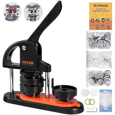 VEVOR Knopffertigungsmaschine, 58 mm Stiftmaschine mit 100 Stück Knopfteile, Knopfhersteller mit magischem Panda, ergonomischem Bogengriff, Stanzpressenset, für Kinder, Geschenke zum Selbermachen und VEVOR Knopffertigungsmaschine, 58 mm Stiftmaschine mit 100 Stück Knopfteile, Knopfhersteller mit magischem Panda, ergonomischem Bogengriff, Stanzpressenset, für Kinder, Geschenke zum Selbermachen und