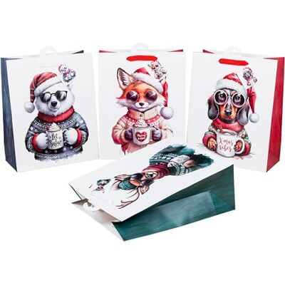 Heku 24 XL-Geschenktaschen mit UV-Lack-Veredelung, 33x26x13cm I X-mas Animals-Motive in 3 verschiedenen Farben I Hochwertiges Papier I Ideal für große Weihnachtsgeschenke Heku 24 XL-Geschenktaschen mit UV-Lack-Veredelung, 33x26x13cm I X-mas Animals-Motive in 3 verschiedenen Farben I Hochwertiges Papier I Ideal für große Weihnachtsgeschenke
