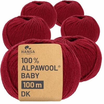 Hansa 100% Baby Alpakawolle in 50+ Farben (kratzfrei) 300g Set (6 x 50g) weiche Alpaka Wolle zum Stricken & Häkeln in 6 Garnstärken by Weinrot (Heather Rot) Hansa 100% Baby Alpakawolle in 50+ Farben (kratzfrei) 300g Set (6 x 50g) weiche Alpaka Wolle zum Stricken & Häkeln in 6 Garnstärken by Weinrot (Heather Rot)