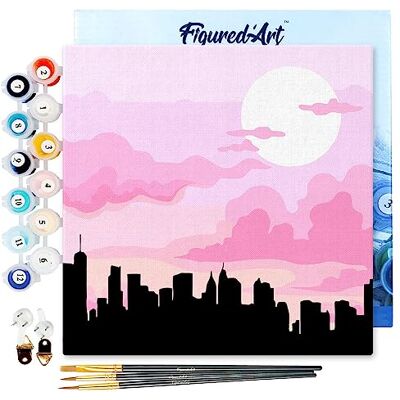 ART Mini Malen Nach Zahlen Erwachsene Mit Rahmen 20x20cm Kleines Format New York unter einem rosa Himmel Paint by Numbers Basteln DIY Bastelset Leinwand gespannt auf Holzrahmen ART Mini Malen Nach Zahlen Erwachsene Mit Rahmen 20x20cm Kleines Format New York unter einem rosa Himmel Paint by Numbers Basteln DIY Bastelset Leinwand gespannt auf Holzrahmen