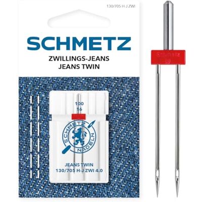 SCHMETZ Zwillings-Jeans 4.0/100 1 Nähmaschinennadel 130/705 H-J ZWI 4.0 für alle gängigen Haushaltsnähmaschinen mit Zickzack-Funktion SCHMETZ Zwillings-Jeans 4.0/100 1 Nähmaschinennadel 130/705 H-J ZWI 4.0 für alle gängigen Haushaltsnähmaschinen mit Zickzack-Funktion