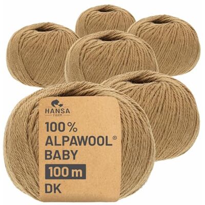 Hansa 100% Baby Alpakawolle in 50+ Farben (kratzfrei) 300g Set (6 x 50g) weiche Alpaka Wolle zum Stricken & Häkeln in 6 Garnstärken by Cappuccino (Hell-Braun) Hansa 100% Baby Alpakawolle in 50+ Farben (kratzfrei) 300g Set (6 x 50g) weiche Alpaka Wolle zum Stricken & Häkeln in 6 Garnstärken by Cappuccino (Hell-Braun)