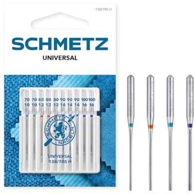 SCHMETZ Nähmaschinennadeln: 10 Universal-Nadeln, Nadeldicke 70/10-100/16, Nähset, 130/705 H, auf jeder gängigen Haushaltsnähmaschine einsetzbar SCHMETZ Nähmaschinennadeln: 10 Universal-Nadeln, Nadeldicke 70/10-100/16, Nähset, 130/705 H, auf jeder gängigen Haushaltsnähmaschine einsetzbar