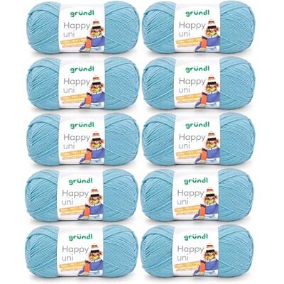 Gründl Wolle Happy uni Garn zum Stricken 10 Knäuel 100 g, aqua Gründl Wolle Happy uni Garn zum Stricken 10 Knäuel 100 g, aqua