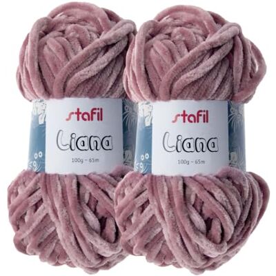 Stafil Liana Garn mit weichem Chenille-Effekt 100 g Set aus 2 Knäueln Farbe Rosa Altrosa Stafil Liana Garn mit weichem Chenille-Effekt 100 g Set aus 2 Knäueln Farbe Rosa Altrosa