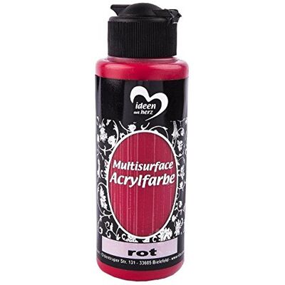Ideen mit Herz Acrylfarbe Multisurface Allzweckfarbe zum Bemalen von Holz, Glas, Polyester, Keramik, Porzellan, Terracotta, Styropor, Stoff, Leder Universalfarbe auf Wasserbasis 120ml (rot) Ideen mit Herz Acrylfarbe Multisurface Allzweckfarbe zum Bemalen von Holz, Glas, Polyester, Keramik, Porzellan, Terracotta, Styropor, Stoff, Leder Universalfarbe auf Wasserbasis 120ml (rot)