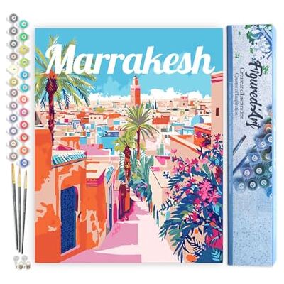 ART Malen Nach Zahlen Erwachsene Reiseposter Marrakesch Marokko Paint by Numbers Basteln DIY Bastelset 40x50cm ohne Holzrahmen ART Malen Nach Zahlen Erwachsene Reiseposter Marrakesch Marokko Paint by Numbers Basteln DIY Bastelset 40x50cm ohne Holzrahmen