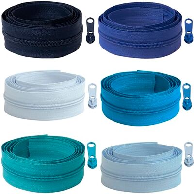 AERZETIX Set mit Spiralförmiges Reißverschluss 6x1 m N°5 Farbton blau + 18 Schieber N°5 Nicht verriegelnde aus Metall Hobby kreative Projekte Kurzwaren Nähen AERZETIX Set mit Spiralförmiges Reißverschluss 6x1 m N°5 Farbton blau + 18 Schieber N°5 Nicht verriegelnde aus Metall Hobby kreative Projekte Kurzwaren Nähen