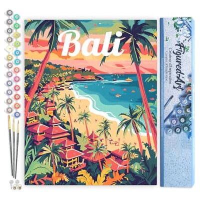ART Malen Nach Zahlen Erwachsene Reiseposter Bali Paint by Numbers Basteln DIY Bastelset 40x50cm ohne Holzrahmen ART Malen Nach Zahlen Erwachsene Reiseposter Bali Paint by Numbers Basteln DIY Bastelset 40x50cm ohne Holzrahmen