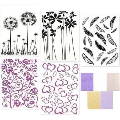 YiiHHooN 3D Prägeschablonen, 5 Stück 3D-Prägeschablone für Kartenherstellung, 5 Stile Blumen Herz Transparent Kunststoff Prägefolder Embossing Folder für Scrapbooking Kartenbasteln YiiHHooN 3D Prägeschablonen, 5 Stück 3D-Prägeschablone für Kartenherstellung, 5 Stile Blumen Herz Transparent Kunststoff Prägefolder Embossing Folder für Scrapbooking Kartenbasteln