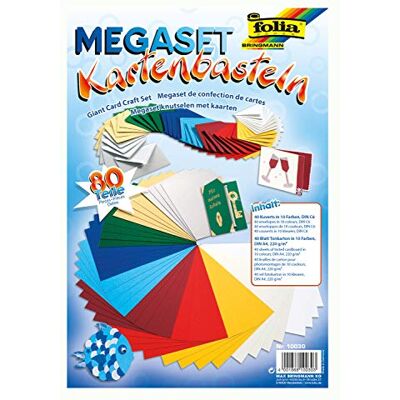 Ross folia 10030 Megaset Kartenbasteln, 80 Teile, mit 40 Kuverts und 40 Blatt Tonkarton sortiert in 10 Farben Ross folia 10030 Megaset Kartenbasteln, 80 Teile, mit 40 Kuverts und 40 Blatt Tonkarton sortiert in 10 Farben