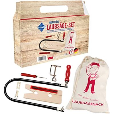Pebaro 970K Laubsäge-Set mit Sack, 13 Teile, komplettes Set für Laubsägearbeiten, umweltfreundlicher Stoffbeutel, Laubsägebogen made in Germany, Basteln mit Holz, Bastelset Pebaro 970K Laubsäge-Set mit Sack, 13 Teile, komplettes Set für Laubsägearbeiten, umweltfreundlicher Stoffbeutel, Laubsägebogen made in Germany, Basteln mit Holz, Bastelset