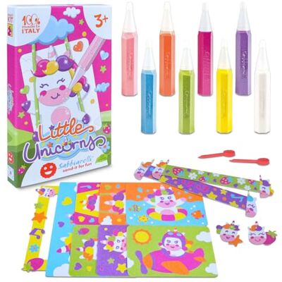 Sabbiarelli – Kit Little Unicorns 3+ Sand-Art-Set: Einhörner Enthält Klebemotive, Karton-Klebebögen, Farbsand und 2 Abziehwerkzeuge 100% Made in Italy 3-7 Jahre Sabbiarelli – Kit Little Unicorns 3+ Sand-Art-Set: Einhörner Enthält Klebemotive, Karton-Klebebögen, Farbsand und 2 Abziehwerkzeuge 100% Made in Italy 3-7 Jahre