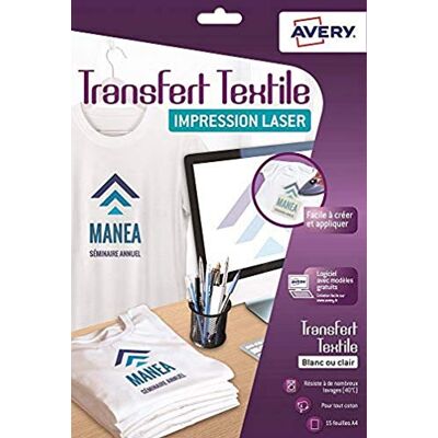 Avery c9403 – 15 Papiere Transfers Shirt/Textil A4 weiß/klar Avery c9403 – 15 Papiere Transfers Shirt/Textil A4 weiß/klar