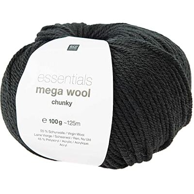 Rico Design Rico Mega Merino Schwarz, Wool Chunky Farbe 16, Dicke Merinowolle Zum Stricken Und Häkeln Rico Design Rico Mega Merino Schwarz, Wool Chunky Farbe 16, Dicke Merinowolle Zum Stricken Und Häkeln