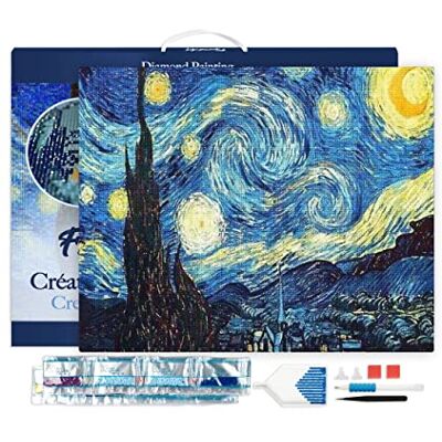ART Diamond Painting Erwachsene 40x50cm Mit Rahmen Ganze Leinwand gespannt Van Gogh Sternennacht 5D Bilder Eckige Steine DIY Set Basteln ART Diamond Painting Erwachsene 40x50cm Mit Rahmen Ganze Leinwand gespannt Van Gogh Sternennacht 5D Bilder Eckige Steine DIY Set Basteln