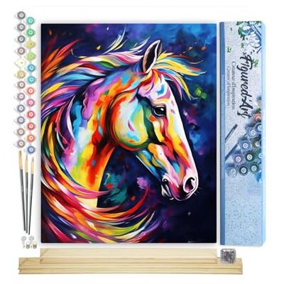 ART Malen Nach Zahlen Erwachsene Mit Rahmen Pferd Farbenfroh Abstrakt Paint by Numbers Basteln DIY Bastelset 40x50cm Mit Keilrahmen (nicht gespannt) ART Malen Nach Zahlen Erwachsene Mit Rahmen Pferd Farbenfroh Abstrakt Paint by Numbers Basteln DIY Bastelset 40x50cm Mit Keilrahmen (nicht gespannt)