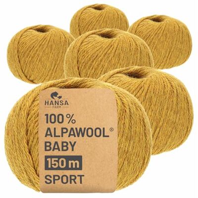 Hansa 100% Baby Alpakawolle in 50+ Farben (kratzfrei) 300g Set (6 x 50g) weiche Alpaka Wolle zum Stricken & Häkeln in 6 Garnstärken by Senfgelb Heather (Gelb) Hansa 100% Baby Alpakawolle in 50+ Farben (kratzfrei) 300g Set (6 x 50g) weiche Alpaka Wolle zum Stricken & Häkeln in 6 Garnstärken by Senfgelb Heather (Gelb)