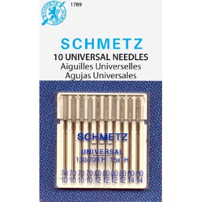 SCHMETZ Universal (130/705 H) Haushaltsnähmaschinennadeln – kardiert – Sortiment – 10 Stück SCHMETZ Universal (130/705 H) Haushaltsnähmaschinennadeln – kardiert – Sortiment – 10 Stück