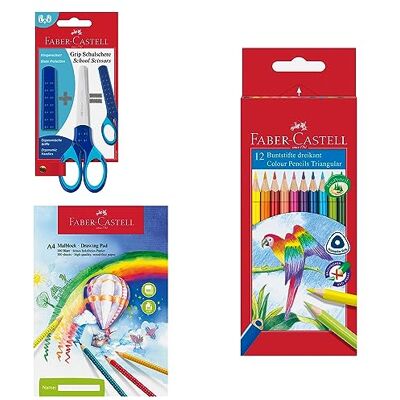 Faber-Castell Kreativ Set mit Schere, Buntstifte und Malblock Faber-Castell Kreativ Set mit Schere, Buntstifte und Malblock