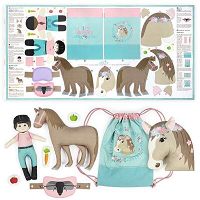 kullaloo Cut & Sew Stoff Paneel auf Baumwolle – Süße Nähprojekte zum selber machen, mit Pferd, Reiterin und Beutel – Öko-Tex 100 zertifiziert – HORSE LOVE kullaloo Cut & Sew Stoff Paneel auf Baumwolle – Süße Nähprojekte zum selber machen, mit Pferd, Reiterin und Beutel – Öko-Tex 100 zertifiziert – HORSE LOVE