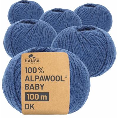 Hansa 100% Baby Alpakawolle in 50+ Farben (kratzfrei) 300g Set (6 x 50g) weiche Alpaka Wolle zum Stricken & Häkeln in 6 Garnstärken by Jeansblau (Blau) Hansa 100% Baby Alpakawolle in 50+ Farben (kratzfrei) 300g Set (6 x 50g) weiche Alpaka Wolle zum Stricken & Häkeln in 6 Garnstärken by Jeansblau (Blau)