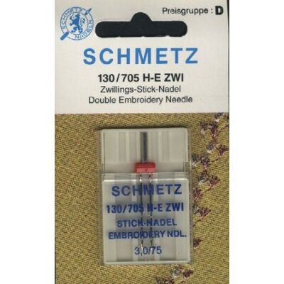SCHMETZ Zwillingsnadel 3,0mm Stärke 75 Embroidery SCHMETZ Zwillingsnadel 3,0mm Stärke 75 Embroidery