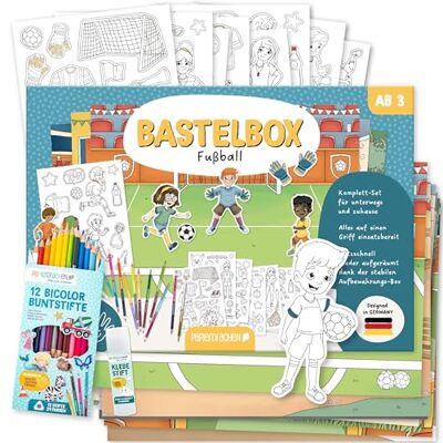 Papierdrachen Bastelbox Fußball Komplettes Bastelset ab 3 Jahren Inkl. Buntstifte & Kleber Kreatives Geschenk für Kinder & Fußballfans Papierdrachen Bastelbox Fußball Komplettes Bastelset ab 3 Jahren Inkl. Buntstifte & Kleber Kreatives Geschenk für Kinder & Fußballfans