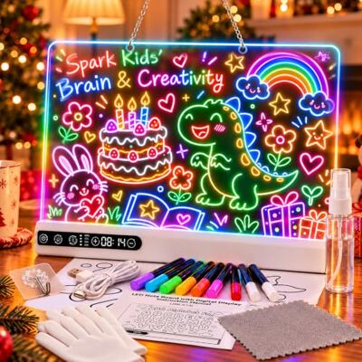 MoKo LED Zeichenbrett für Kinder, Wiederaufladbare Acryl-Leuchttafel, Weiß 16-Zoll LED Maltafel mit 8 Lichtmodi für Notizen, Geschenk für Mädchen & Jungen 4–12 Jahre zum Geburtstag oder zu Weihnachten MoKo LED Zeichenbrett für Kinder, Wiederaufladbare Acryl-Leuchttafel, Weiß 16-Zoll LED Maltafel mit 8 Lichtmodi für Notizen, Geschenk für Mädchen & Jungen 4–12 Jahre zum Geburtstag oder zu Weihnachten