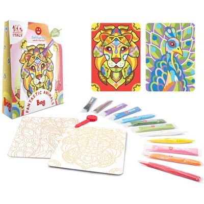 Sabbiarelli – Bag Fantastic Animals Mini-Sand-Art-Set: Mandala-Tiere Enthält Klebemotive, Farbsand und Abziehwerkzeug 100% Made in Italy Kreativhobby Jugendliche und Erwachsene 10+ Sabbiarelli – Bag Fantastic Animals Mini-Sand-Art-Set: Mandala-Tiere Enthält Klebemotive, Farbsand und Abziehwerkzeug 100% Made in Italy Kreativhobby Jugendliche und Erwachsene 10+