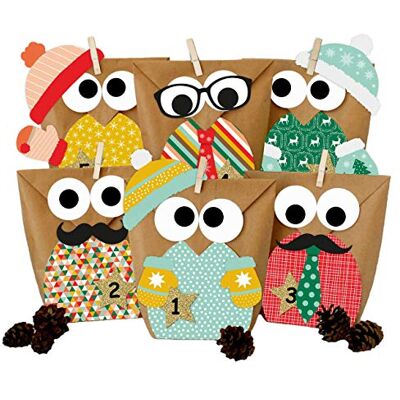 Papierdrachen Adventskalender 2026 zum Befüllen 24 bunte Eulen-Tüten in Gelb & Mustern DIY Set mit Zubehör weihnachtliche Motive für Kinder Papierdrachen Adventskalender 2026 zum Befüllen 24 bunte Eulen-Tüten in Gelb & Mustern DIY Set mit Zubehör weihnachtliche Motive für Kinder