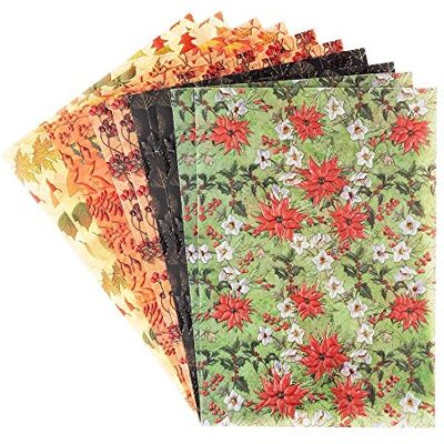 Ideen mit Herz Dekorpapier Motiv-Transparentpapiere Deluxe geprägt farbig Spotlack-veredelt DIN A4 150g/m² 10 Bogen Bastelpapier mit Muster (Herbst & Winter Floristik) Ideen mit Herz Dekorpapier Motiv-Transparentpapiere Deluxe geprägt farbig Spotlack-veredelt DIN A4 150g/m² 10 Bogen Bastelpapier mit Muster (Herbst & Winter Floristik)