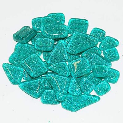 Unbekannt Soft-Glas Mosaiksteine Polygonal Glitter Inhalt 200 g, Farbe Türkis-Glitter Unbekannt Soft-Glas Mosaiksteine Polygonal Glitter Inhalt 200 g, Farbe Türkis-Glitter