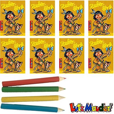Lutz Mauder 8 x Indianer Zauberblock in DIN A8 inkl. Buntstiften im Set, Zauberblöckchen, Mitgebsel, Jungenparty, Geburtstagsfeier Lutz Mauder 8 x Indianer Zauberblock in DIN A8 inkl. Buntstiften im Set, Zauberblöckchen, Mitgebsel, Jungenparty, Geburtstagsfeier