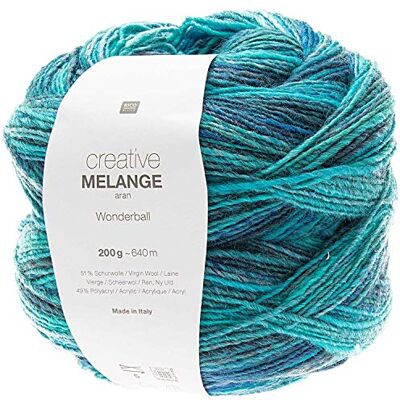 Rico Design Creative Melange Aran Wonderball, wełna gradientowa, grubość drutów do robienia na drutach lub szydełkowania, wełna 200 g motek (006, 200) Rico Design Creative Melange Aran Wonderball, wełna gradientowa, grubość drutów do robienia na drutach lub szydełkowania, wełna 200 g motek (006, 200)