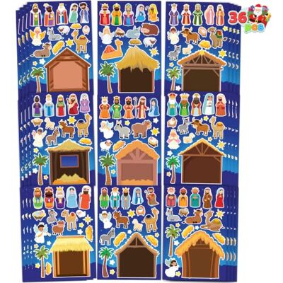 JOYIN DIY Weihnachtskrippe Sticker für Kinder (36er-Set), Make-a-Scene Aufkleber Geburt Jesu mit 9 Designs, Weihnachtssticker Bastelset für Schule & Kirche, Mitgebsel und Adventskalender Befüllung JOYIN DIY Weihnachtskrippe Sticker für Kinder (36er-Set), Make-a-Scene Aufkleber Geburt Jesu mit 9 Designs, Weihnachtssticker Bastelset für Schule & Kirche, Mitgebsel und Adventskalender Befüllung
