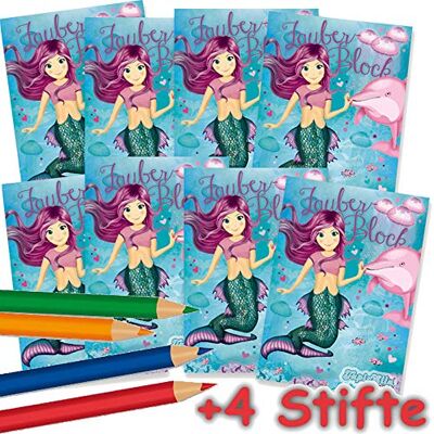 Lutz Mauder 8 x Zauberblöckchen * MEERJUNGFRAU Coralie * in DIN A8 Plus Buntstifte im Set Zauberblock Mitgebsel für Kindergeburtstag Nixe Nixen Seamaid Lutz Mauder 8 x Zauberblöckchen * MEERJUNGFRAU Coralie * in DIN A8 Plus Buntstifte im Set Zauberblock Mitgebsel für Kindergeburtstag Nixe Nixen Seamaid