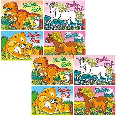 Lutz Mauder 4X Zauberblöckchen * Einhorn + Dino + Löwen + Pferde * in DIN A7 als Mitgebsel für Kindergeburtstag von 18585 Party Zauberblock Malbuch Tiere Malen Ausmalen Lutz Mauder 4X Zauberblöckchen * Einhorn + Dino + Löwen + Pferde * in DIN A7 als Mitgebsel für Kindergeburtstag von 18585 Party Zauberblock Malbuch Tiere Malen Ausmalen