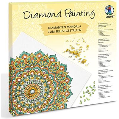 Ursus 43520007F Diamond Painting Mandala Set 7, Bastelset mit Steinchen in Mint-, Orange- und Gelbtönen zum Selbstgestalten, eine Leinwand ca. 30 x 30 x 1,5 cm groß Ursus 43520007F Diamond Painting Mandala Set 7, Bastelset mit Steinchen in Mint-, Orange- und Gelbtönen zum Selbstgestalten, eine Leinwand ca. 30 x 30 x 1,5 cm groß