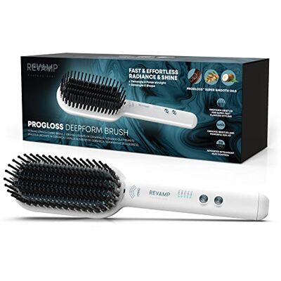 REVAMP Progloss Deep Form Keramik-Glättungsbürste Haarbürste Glättbürste & Glätteisen/Haarglätter in einem, für nasses oder trockenes Haar geeignet, Keramikbeschichtet Amazon Exklusiv REVAMP Progloss Deep Form Keramik-Glättungsbürste Haarbürste Glättbürste & Glätteisen/Haarglätter in einem, für nasses oder trockenes Haar geeignet, Keramikbeschichtet Amazon Exklusiv