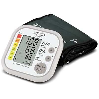 Homedics TheraP Automatisches Oberarm-Blutdruckmessgerät für digitale Blutdruckmessung und Pulsfrequenzmessung, mit 60 Speichern, Warnfunktion und Erkennung von unregelmäßigem Herzschlag Homedics TheraP Automatisches Oberarm-Blutdruckmessgerät für digitale Blutdruckmessung und Pulsfrequenzmessung, mit 60 Speichern, Warnfunktion und Erkennung von unregelmäßigem Herzschlag