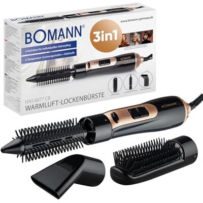 Bomann Warmluftbürste 3 Aufsätze für alle Haarlängen Föhnbürste mit Kaltstufe für Style-Fix 2 Stufen Rundbürstenföhn Hairstyler 360° Kabel Warmluftbürste für kurze Haare HAS 6077 CB Bomann Warmluftbürste 3 Aufsätze für alle Haarlängen Föhnbürste mit Kaltstufe für Style-Fix 2 Stufen Rundbürstenföhn Hairstyler 360° Kabel Warmluftbürste für kurze Haare HAS 6077 CB