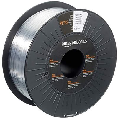 Amazon 3D-Drucker-Filament aus PETG-Kunststoff, 1.75 mm, durchscheinend, 1-kg-Spule Amazon 3D-Drucker-Filament aus PETG-Kunststoff, 1.75 mm, durchscheinend, 1-kg-Spule